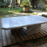 Table basse vintage en marbre travertin