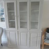 Display case 2 bodies patinated pearl gray waxed finish.