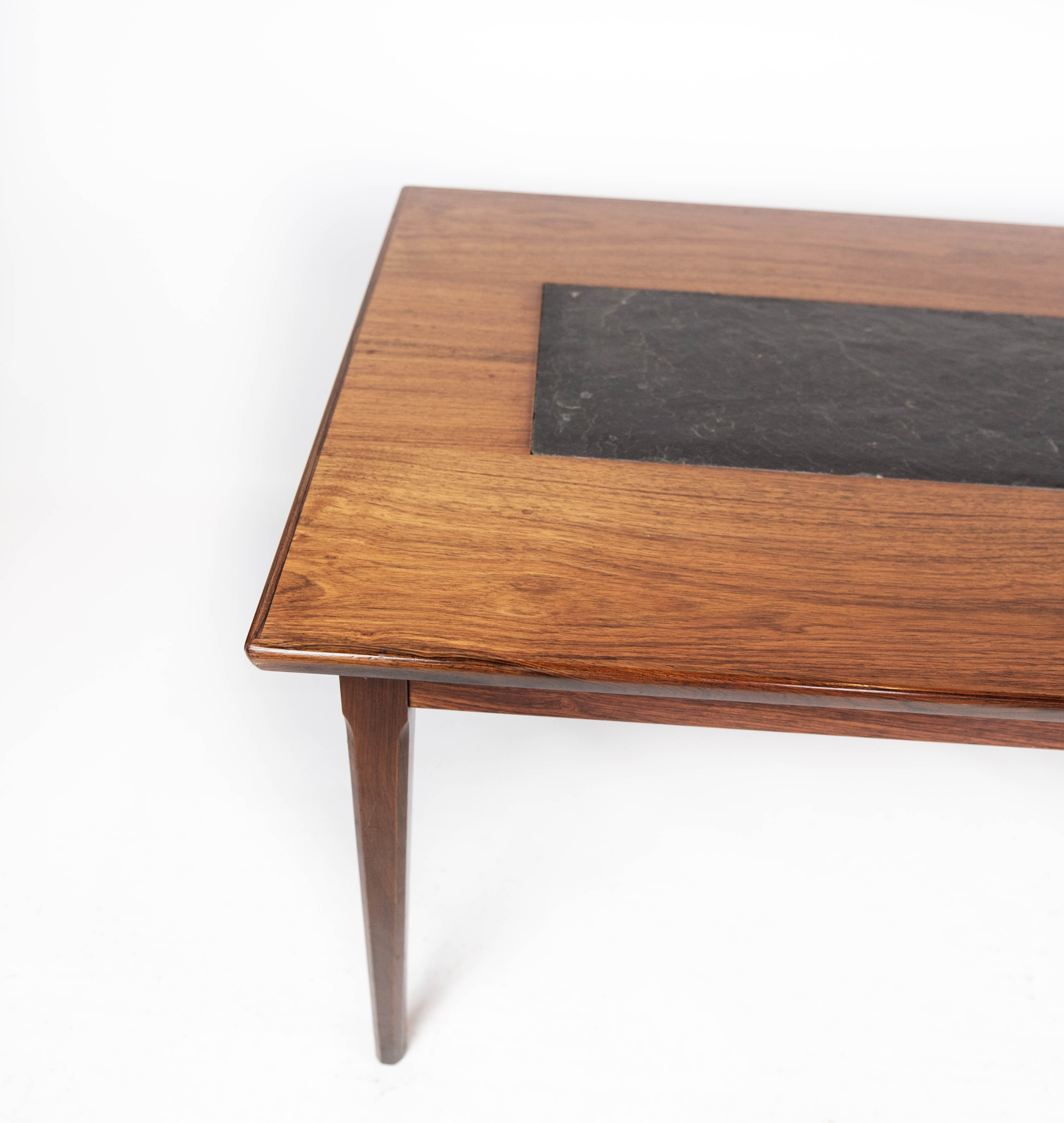 Coffee table in rosewood and black slate of Danish design, 1960s