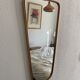 Vintage 1960 asymmetrical mirror, free-form, gold and red - 71 x 3