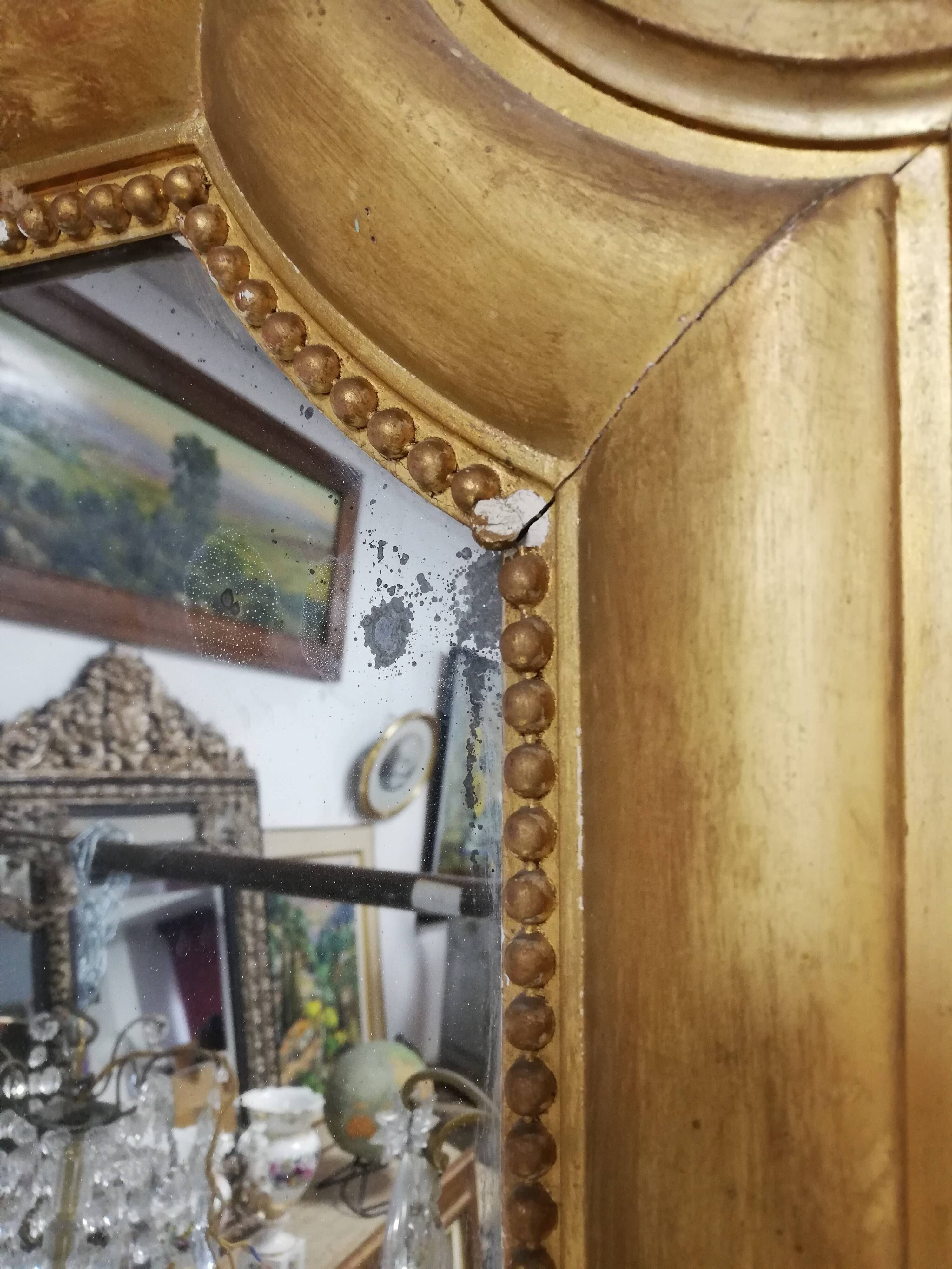 Old mirror Louis xvi style gilded wood stucco xixeme