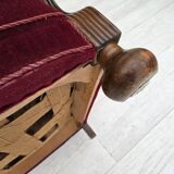 1950s, Danish relax armchair, cherry-red furniture velour, dark beech wood.