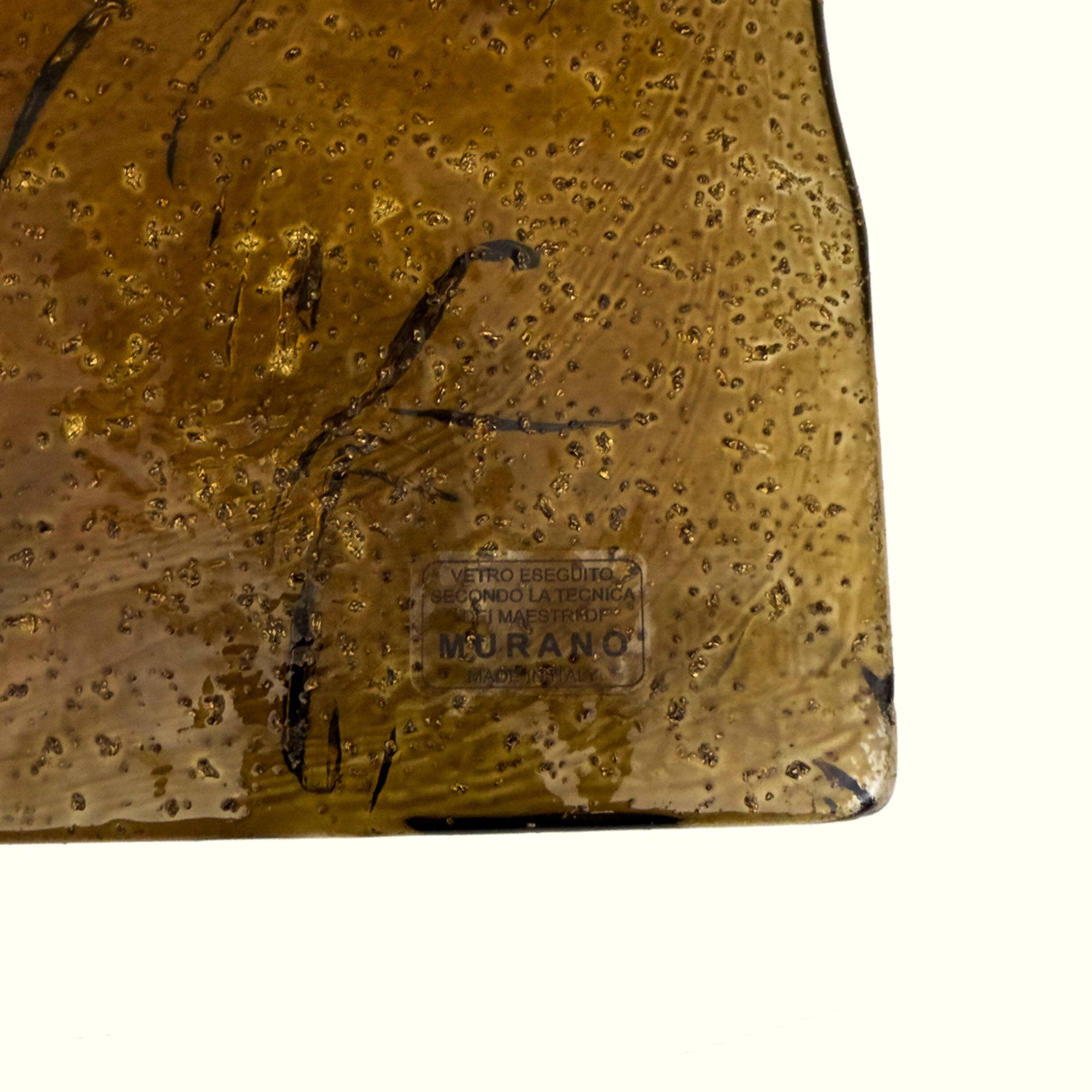 Pair of Amber Murano Glass and Brass Sconces