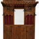 Antique neo-Renaissance hall coat rack with mirror and umbrella stand.
