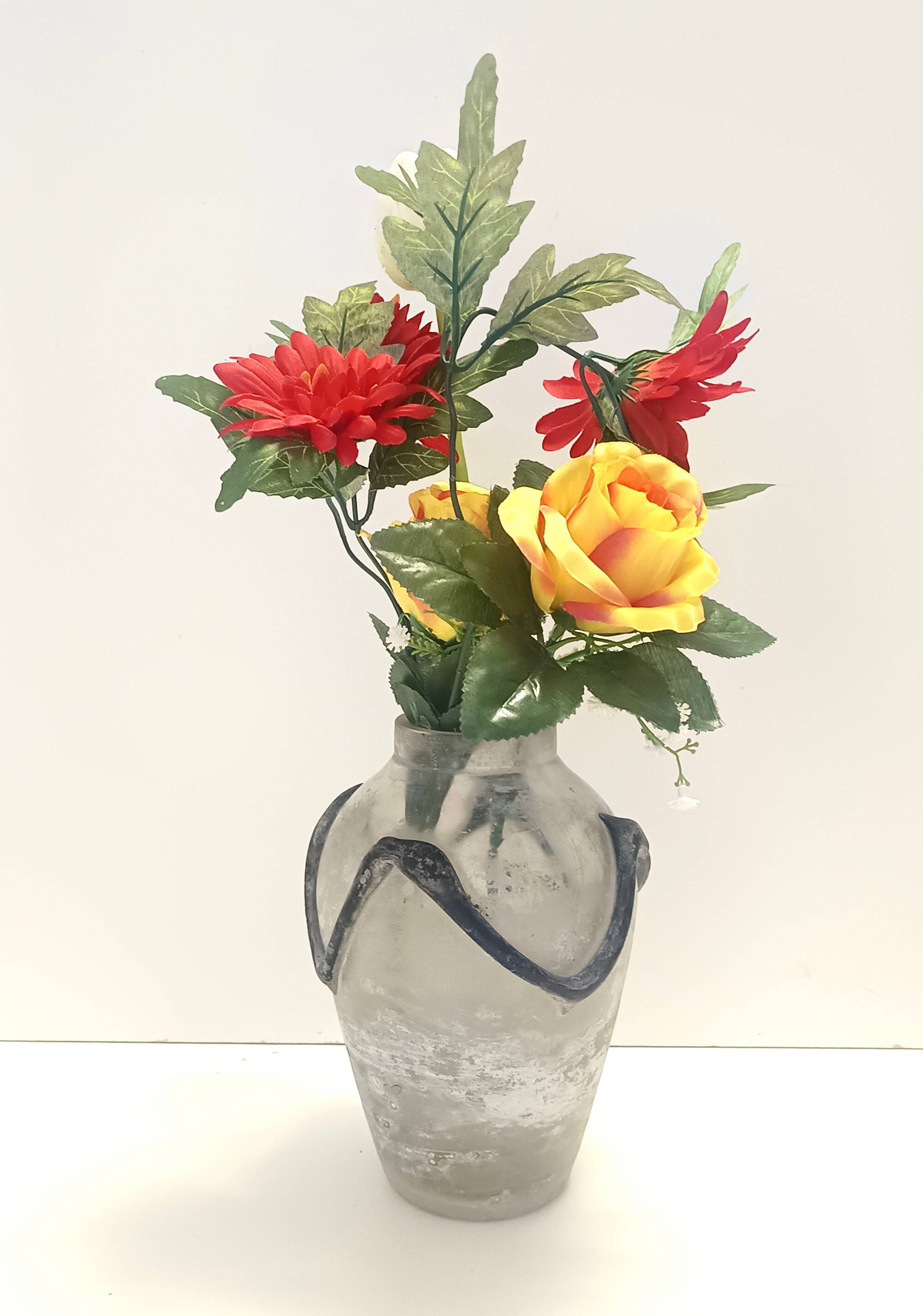 Iridiscent Transparent and Black Scavo Glass Vase attr. to Cenedese, Italy