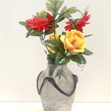 Iridiscent Transparent and Black Scavo Glass Vase attr. to Cenedese, Italy