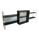 Set of black and gold metal string shelves with glass box - vintage 1960