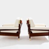 Paire de fauteuils de Carlo De Carlo palissandre cuir laiton 1966