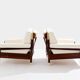 Pair of armchairs by Carlo De Carlo, rosewood, leather, brass, 1966