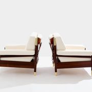 Pair of armchairs by Carlo De Carlo, rosewood, leather, brass, 1966