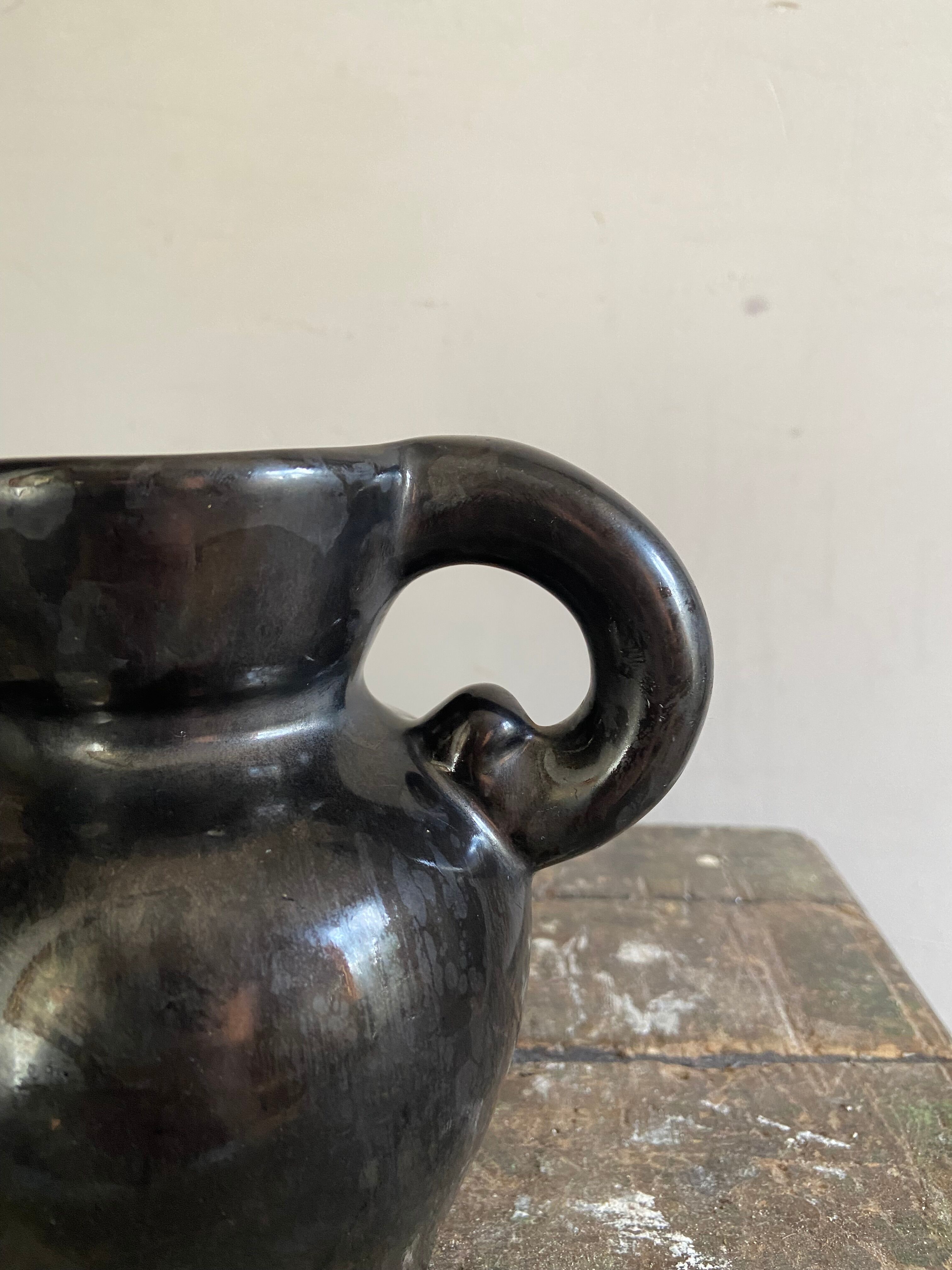 Design black vase with ears