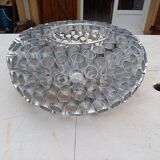 Vintage aluminum + glass pendant light