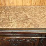 Buffet from the late 19th century with pink-brown marble in Louis XV style.