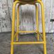 Vintage Industrial Stool DPC Yellow Metal Tube + Wooden Seat