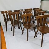 10 chaises de bistrot vintage en bois massif de chêne