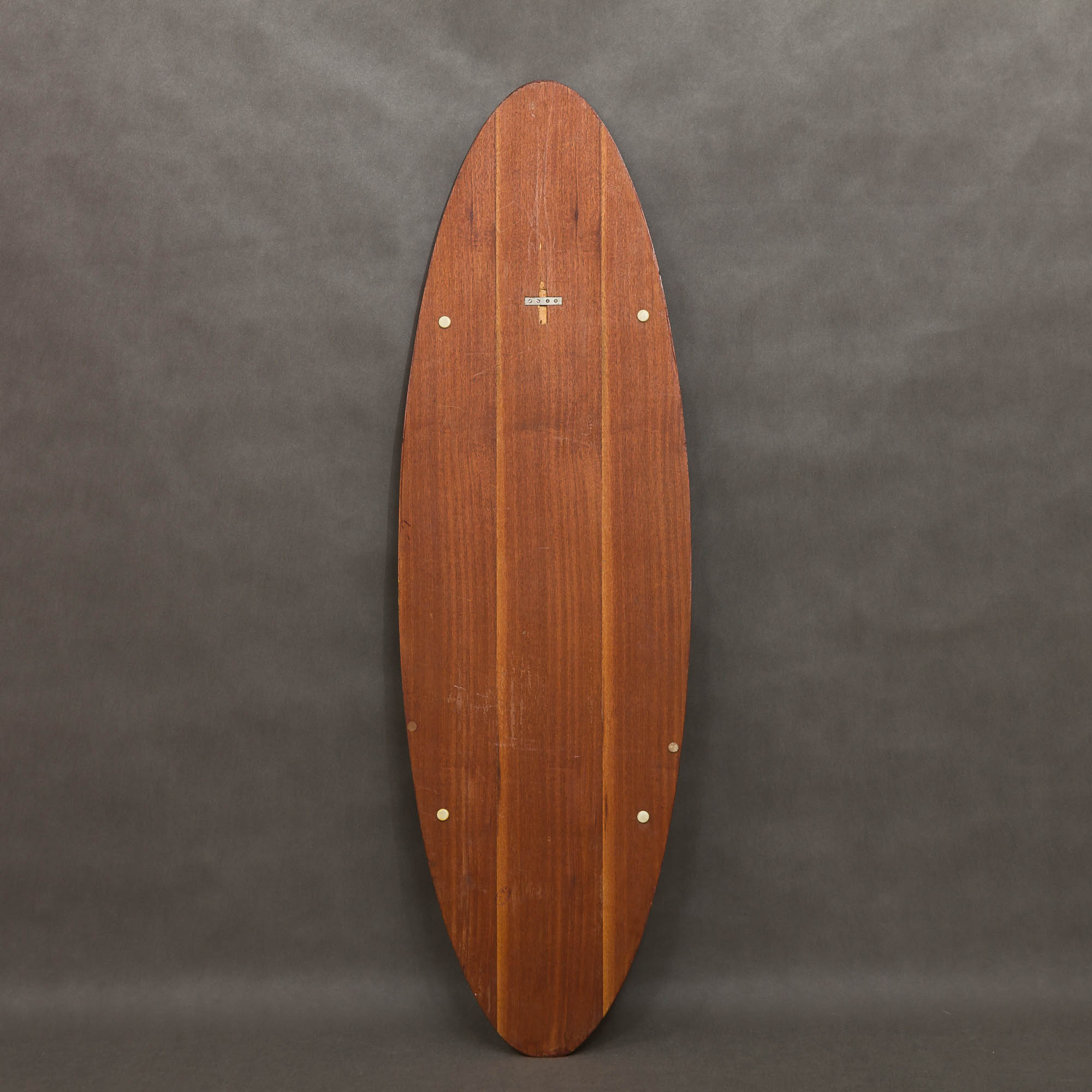 Oval italian mid-century teak mirror - 157x48cm