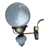 Wall lamp gilded brass globe opaline