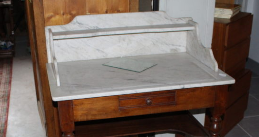 Marble and pine dressing table