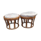 Pair old ottoman stools foot rest round wicker vintage rattan