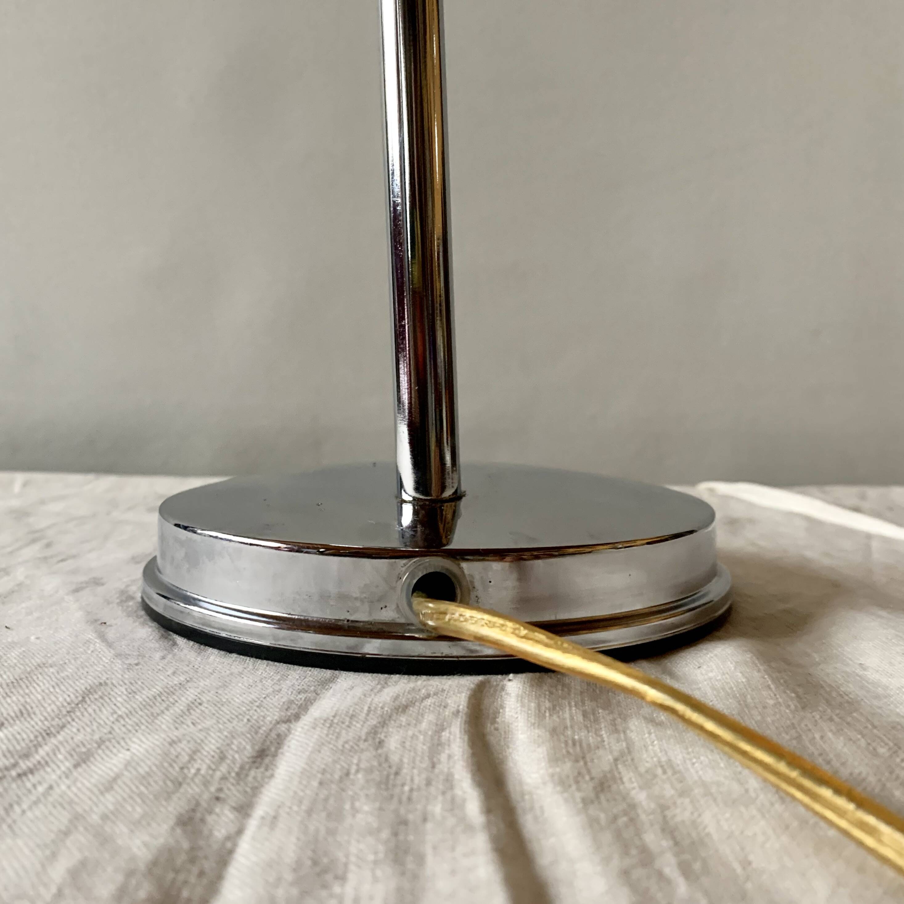 Massive vintage side lamp in chromed metal