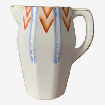Porcelain pitcher stamped AMC part of a 3-piece toiletries