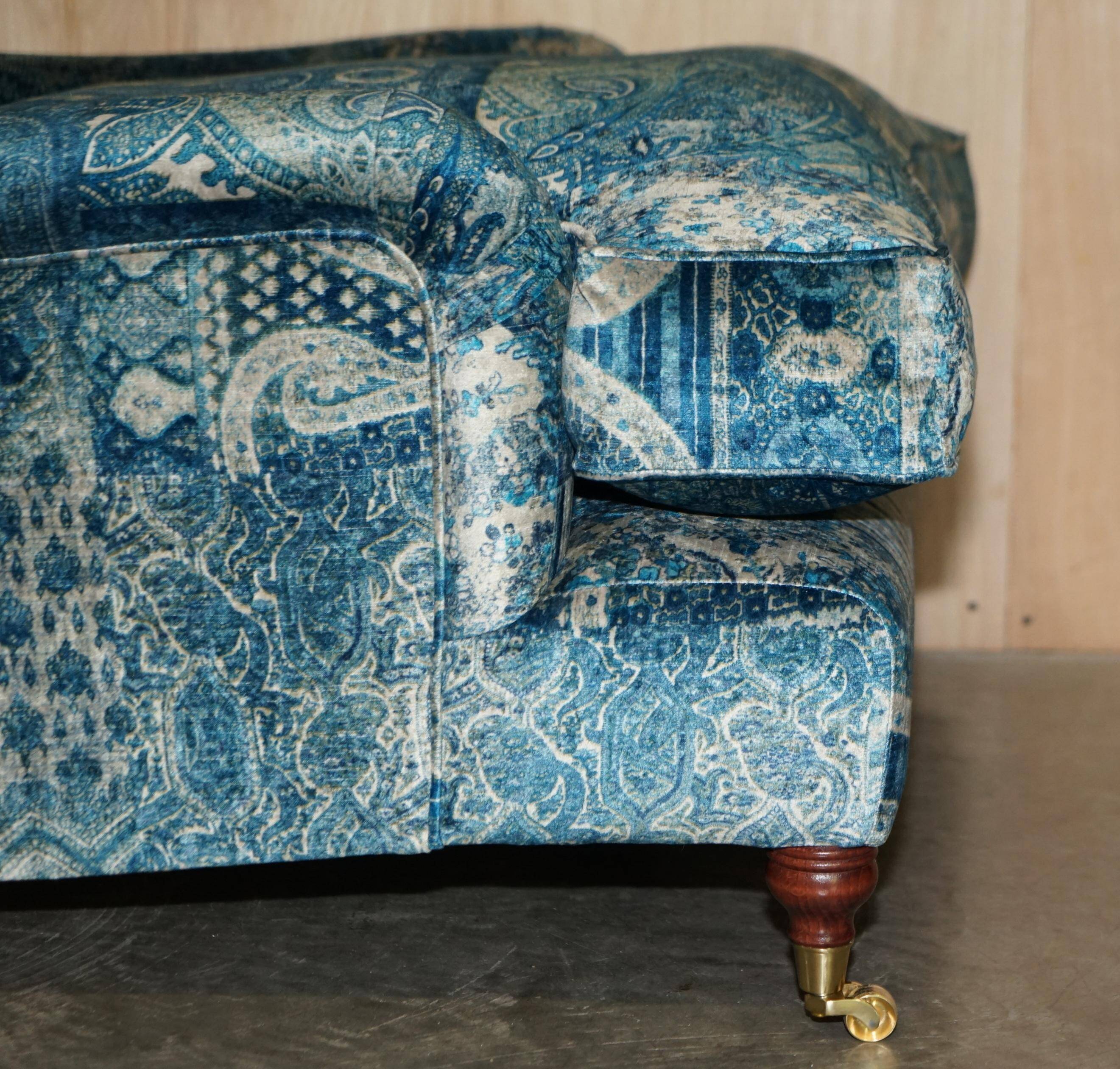 Pair of custom Howard love seat armchairs in Mulberry Lemond silk velvet.