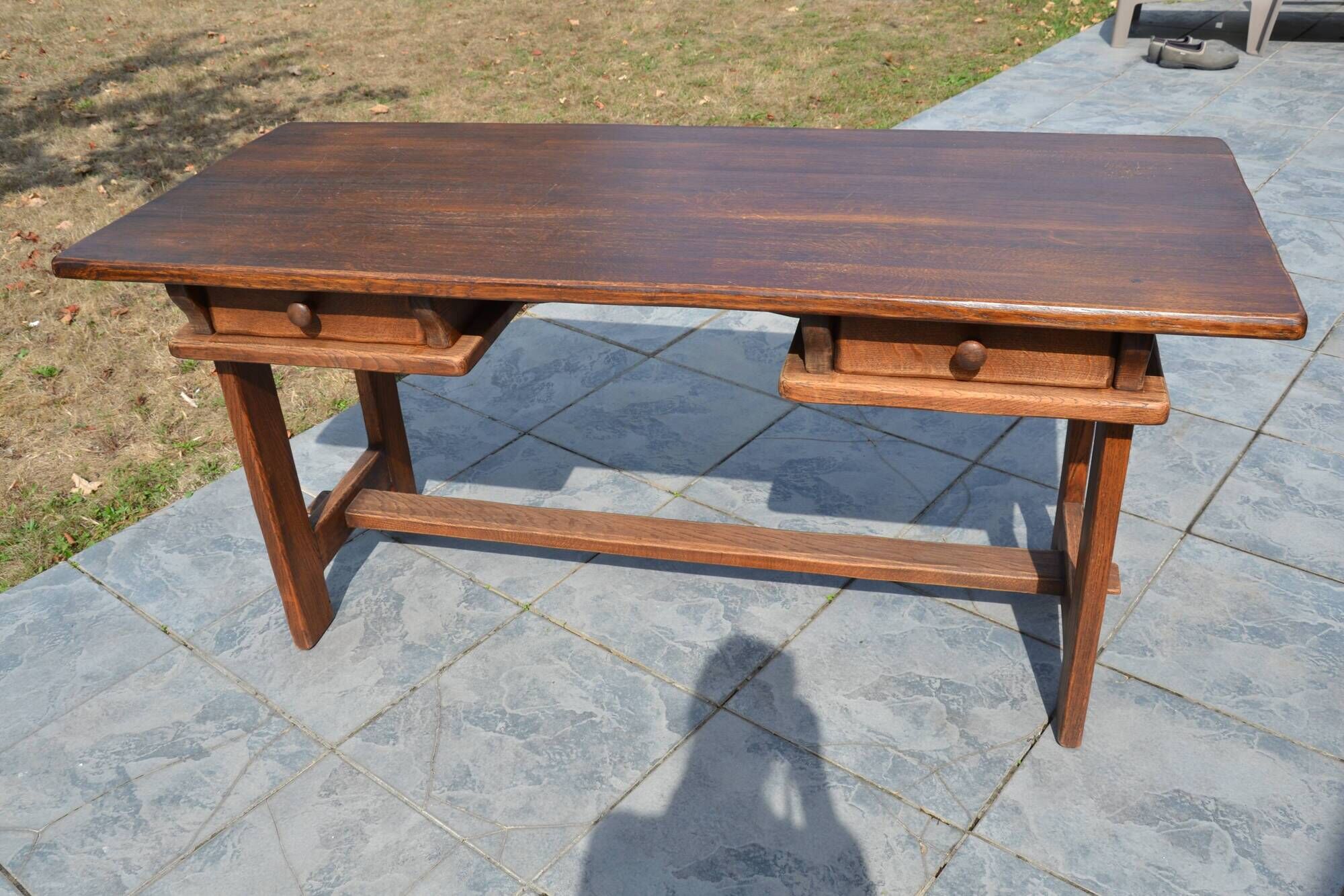 Bureau/table de ferme "brutaliste" chêne massif