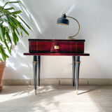 Vintage wood and brass bedside table Art Deco style