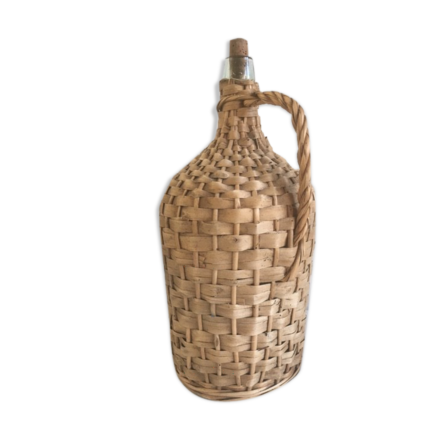 Demijohn old dress in vintage rattan