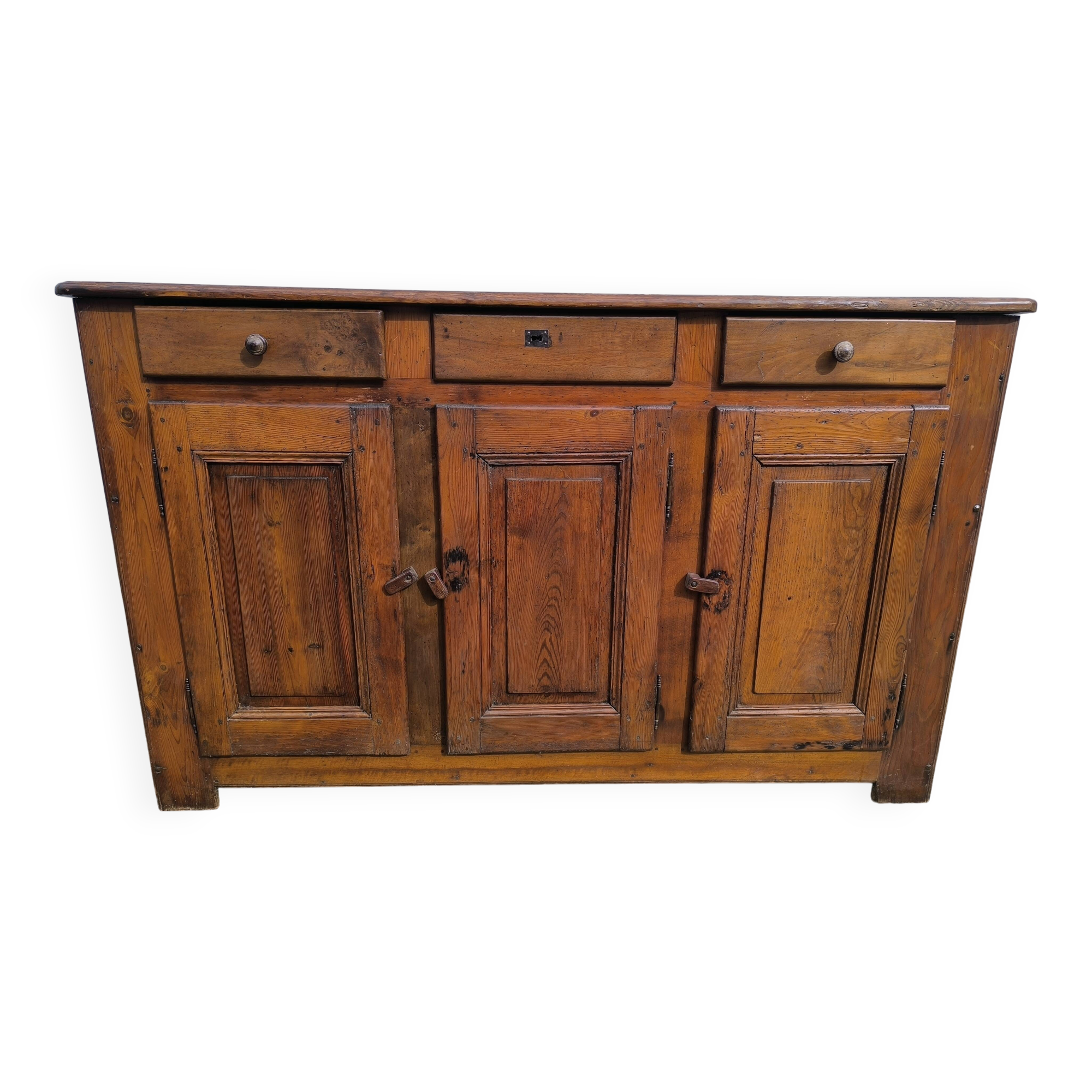 Vintage rustic Parisian sideboard with 3 doors and 3 drawers