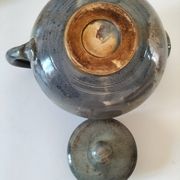 Large handcrafted celadon glazed ceramic teapot