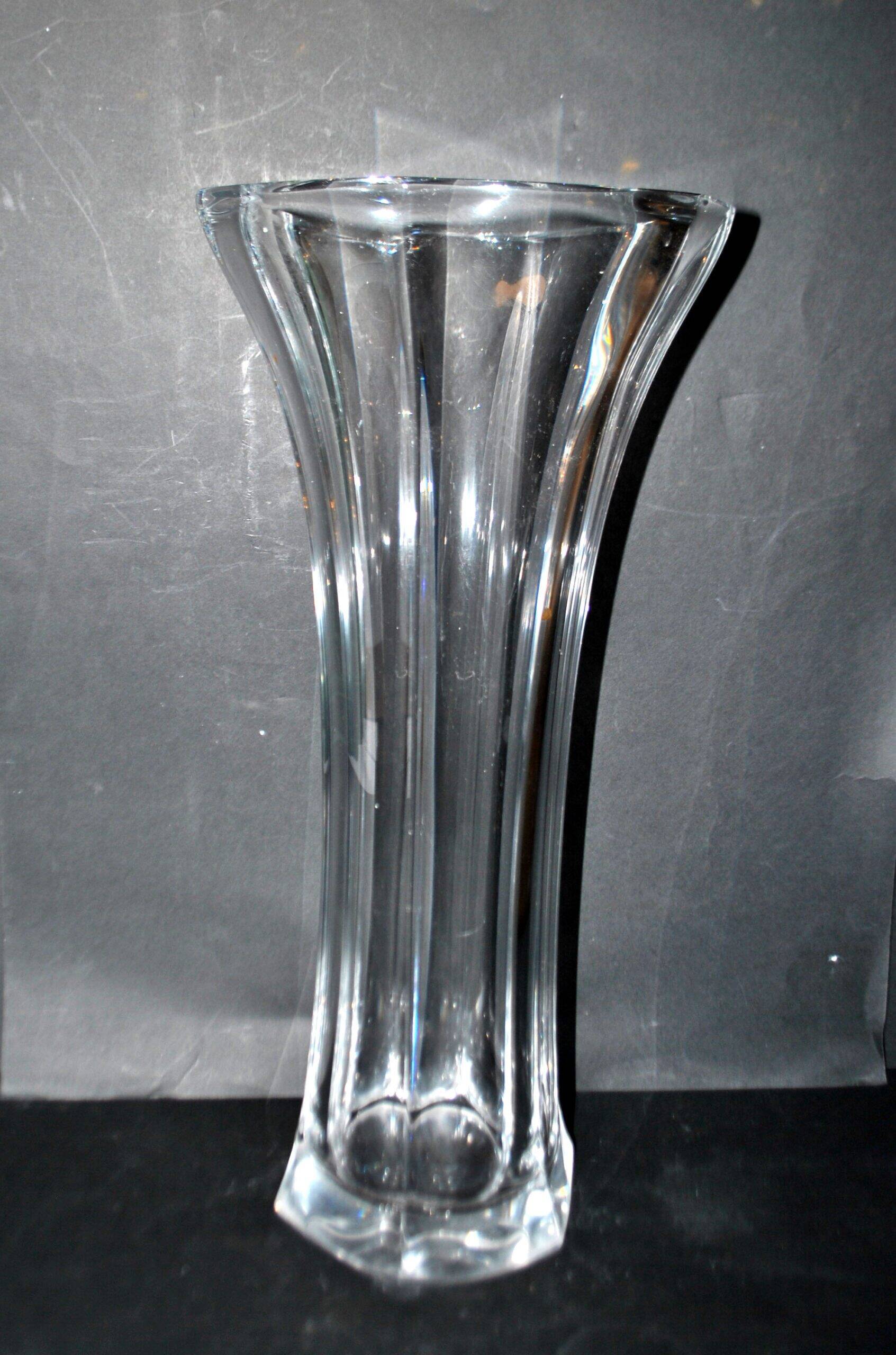 Sèvres large molded crystal vase, modernist design, H48.5