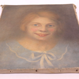 Antique signed painting portrait of a girl oil on canvas 1880 BM1N