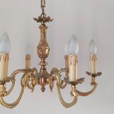 Genuine bronze chandelier Lucien Gau Paris 6 lights from the 60s
