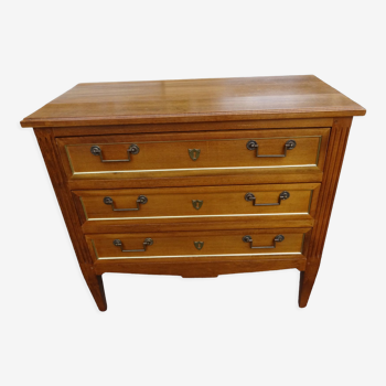 Directoire style chest of drawers wood and brass