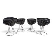 Set of 4 Pan Am dining chairs, chrome, leather by Gastone Rinaldi for RIMA,