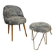 Vintage moumoute armchair and stool