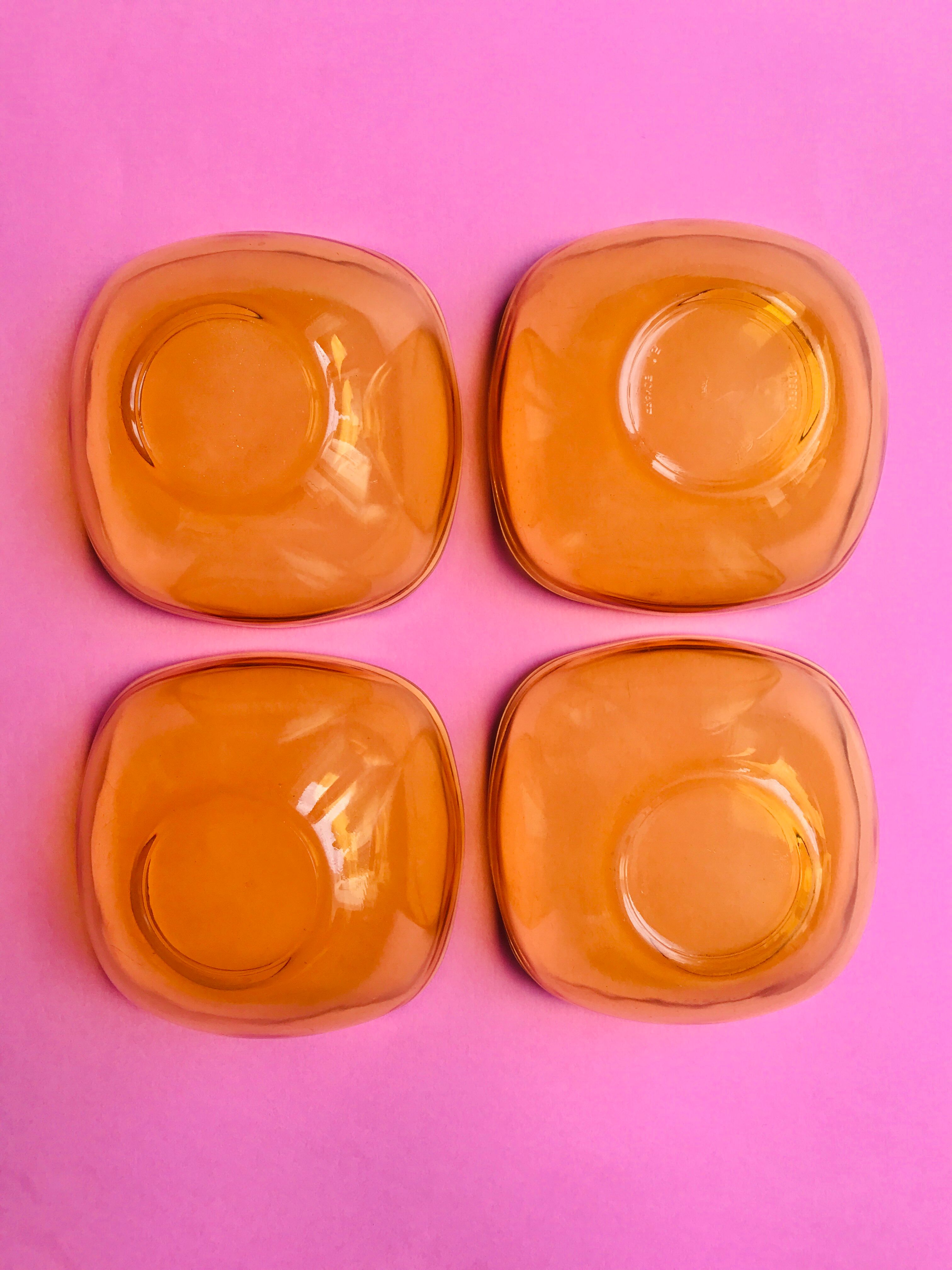 4 bowls amber 70s vereco