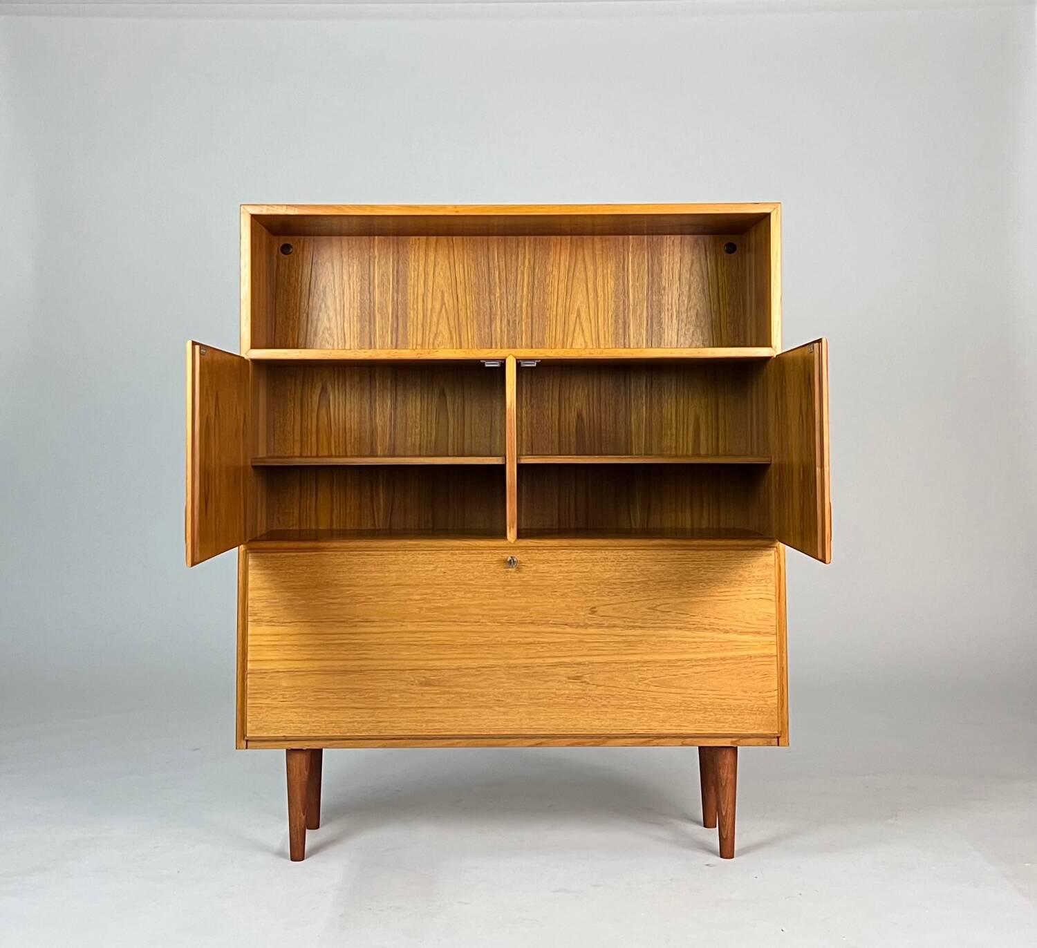 Vintage teak highboard cabinet shelf 70s Danish design