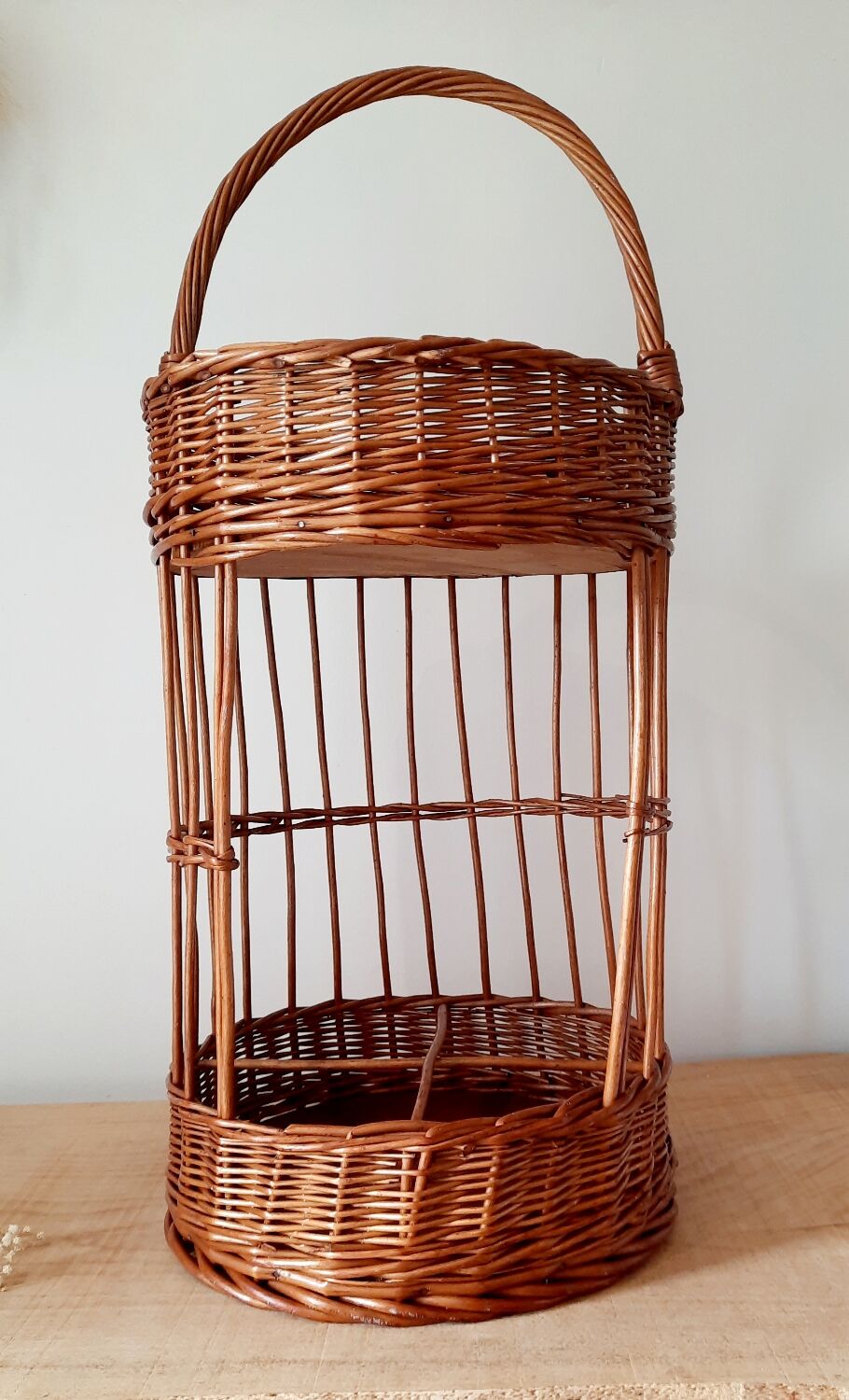 Vintage wicker bottle holder
