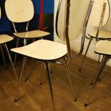 Set of 5 chairs in formica "tublac" print white birch wood