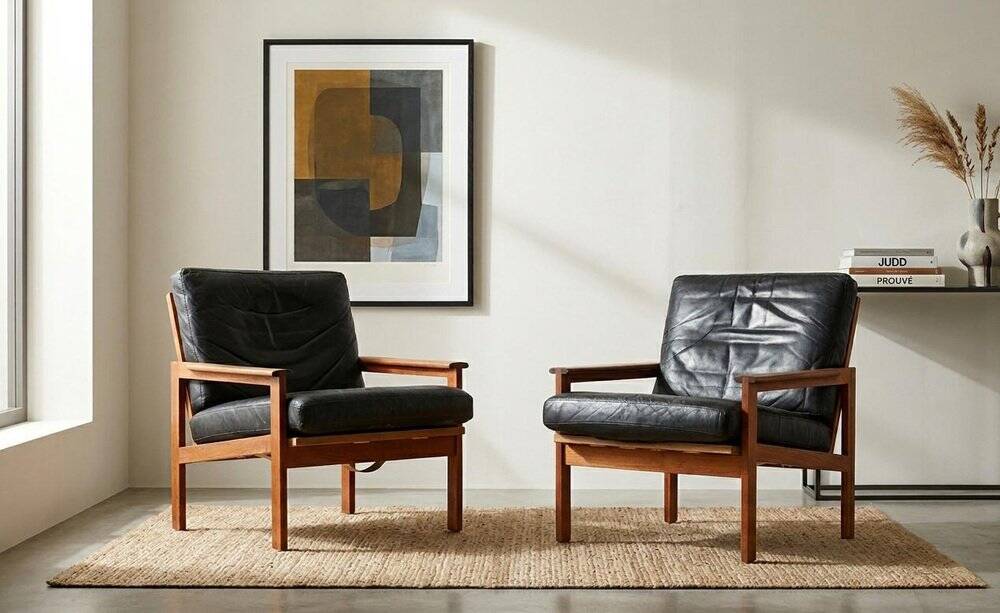 Vintage Danish Lounge Chairs in Teak by Illum Wikkelsø, 1950s, Set of 2