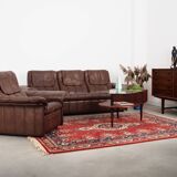 Brown leather armchair, Swiss design, 1970s, manufacture: De Sede
