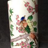 Small vase roll decoration birds branches of cherry blossoms and flowers