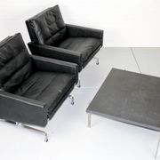 Set 2 vintage PK31/1 Lounge Chair & PK61 Coffee Table by Poul Kjaerholm for E. Kold Christensen