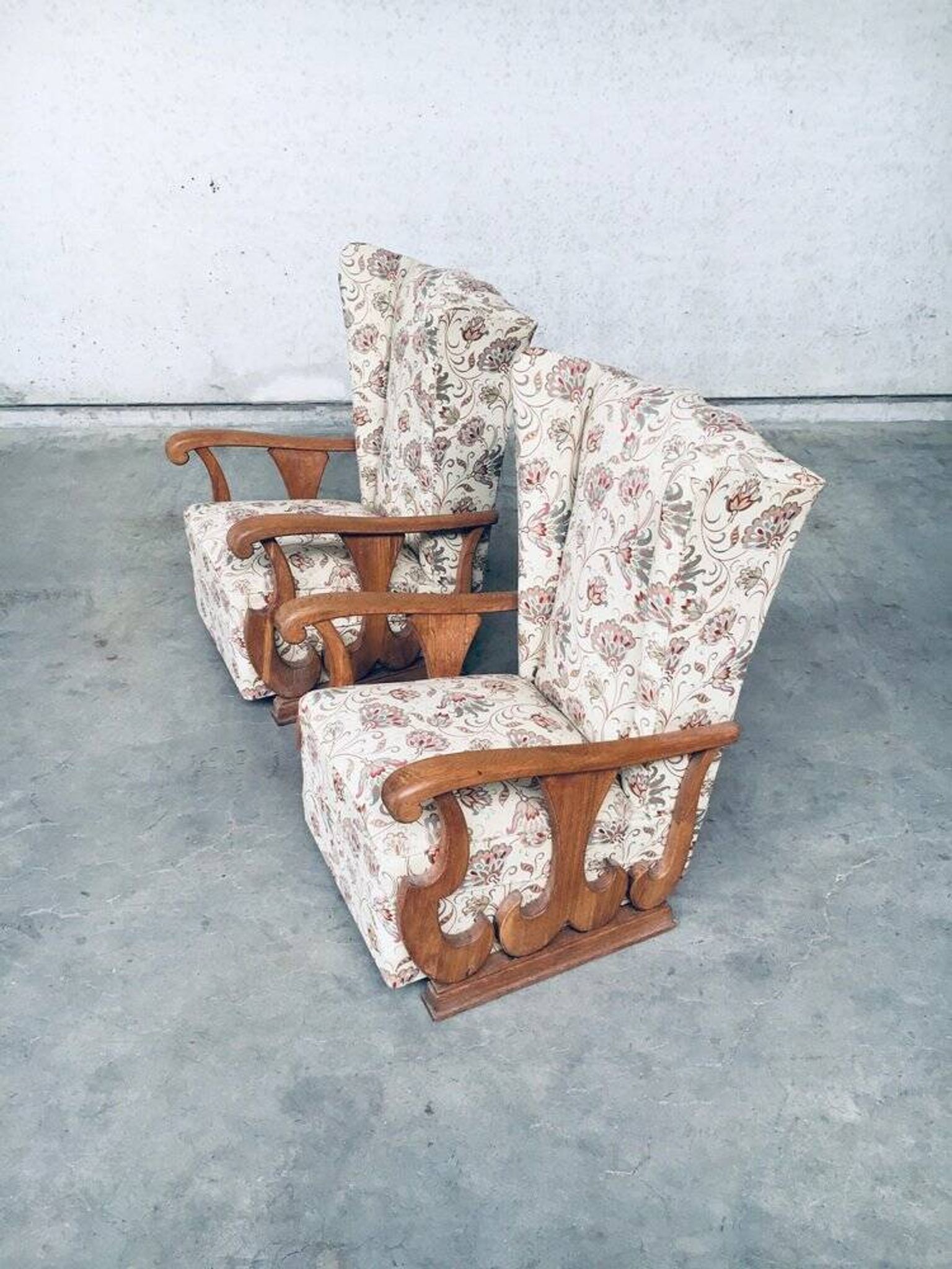 Set of High Wing Back Armchairs, 1900s