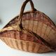 Grand panier à bois de cheminée tressé en osier massif fait main, vintage des années 80