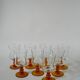 set of 8 vintage amber-stemmed wine glasses 1970