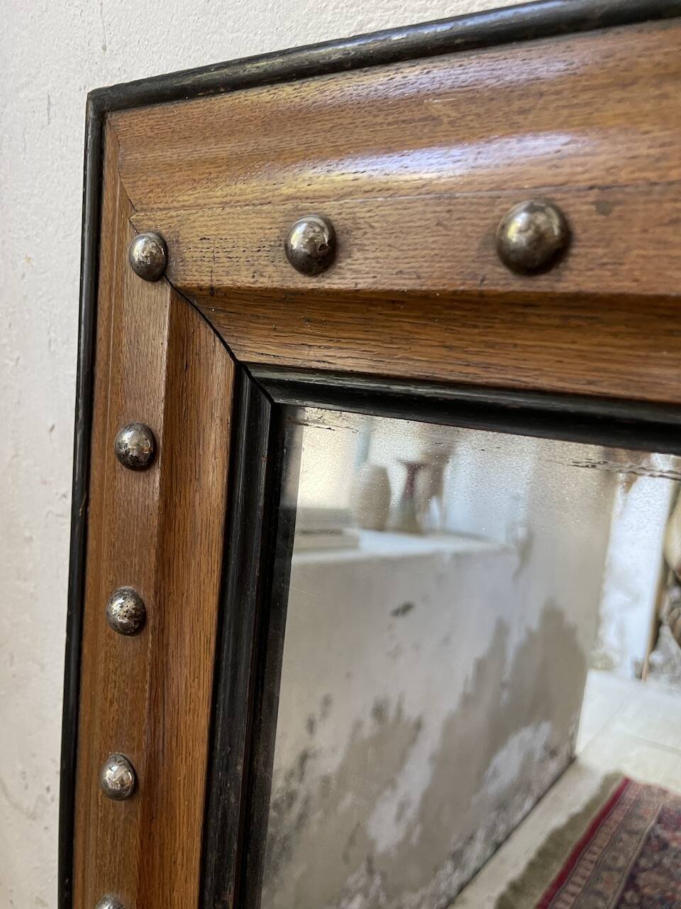 1900 wooden mirror with nails