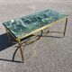 Table basse néoclassique laiton doré et marbre vert